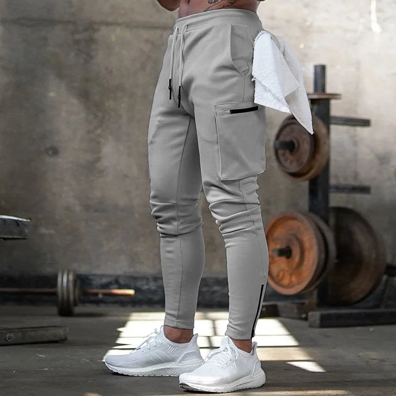 Calças Jogger Masculinas Streetwear 2024 com Múltiplos Bolsos com Zíper, Calças de Moletom, Conjunto Esportivo