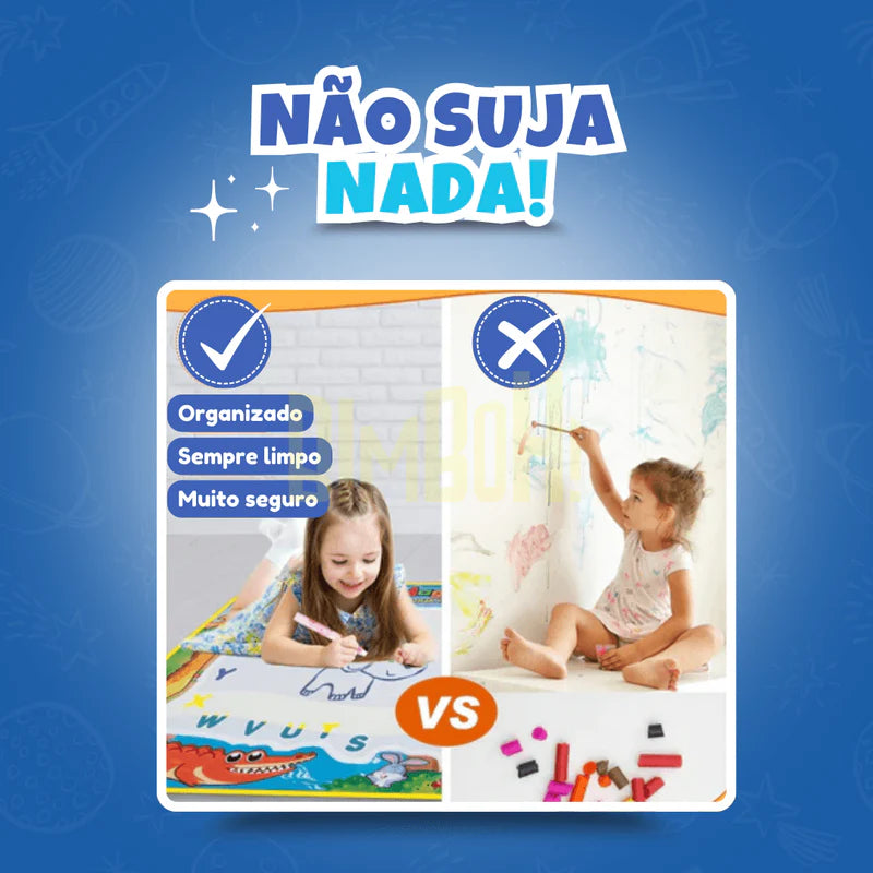 Tapete de Desenho Água Mágica e Canetas Reutilizáveis para Crianças!